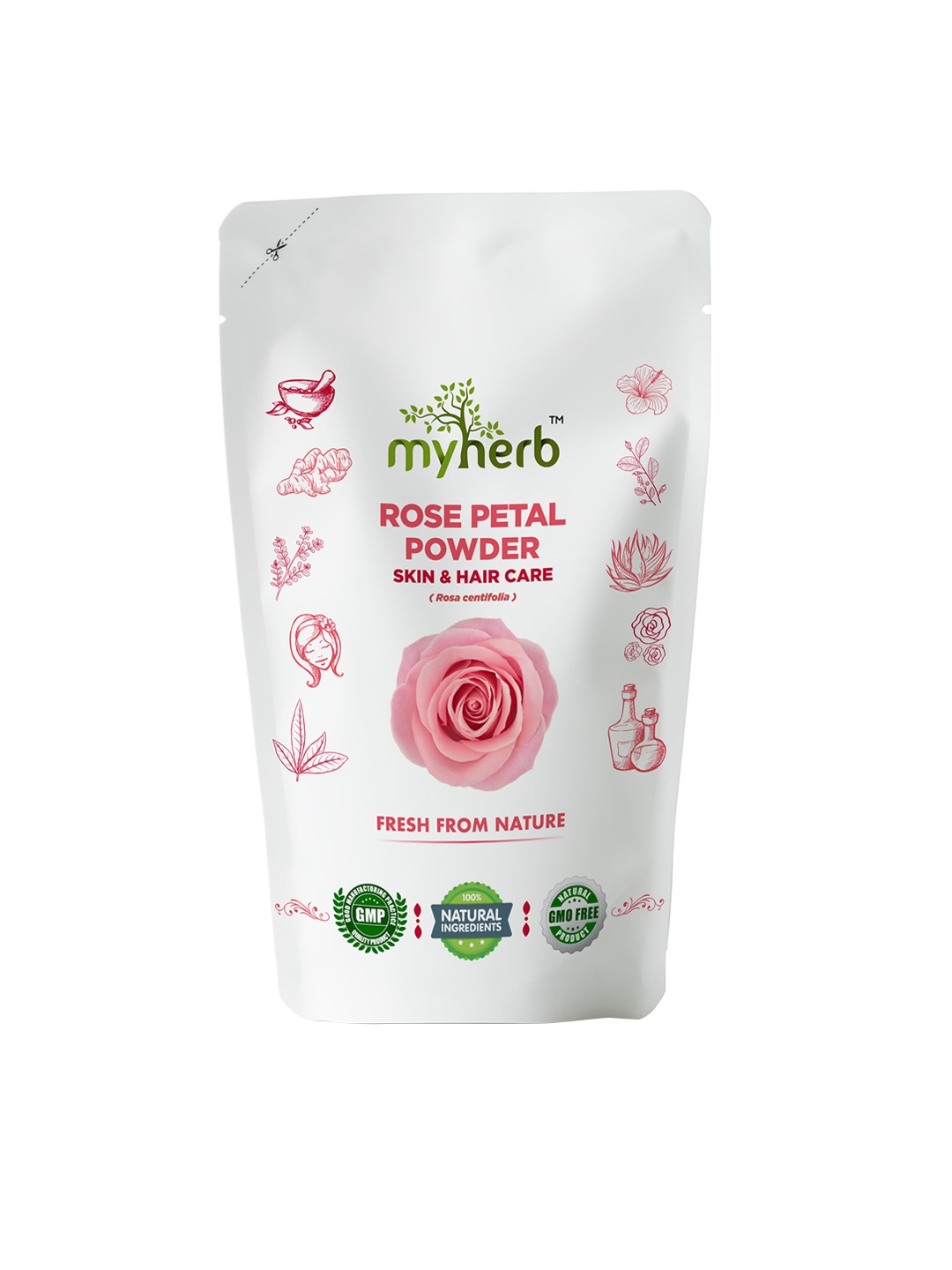 

MYHERB 100% Natural Organic Rose Petal Powder for Skin & Hair Care - 227g, White