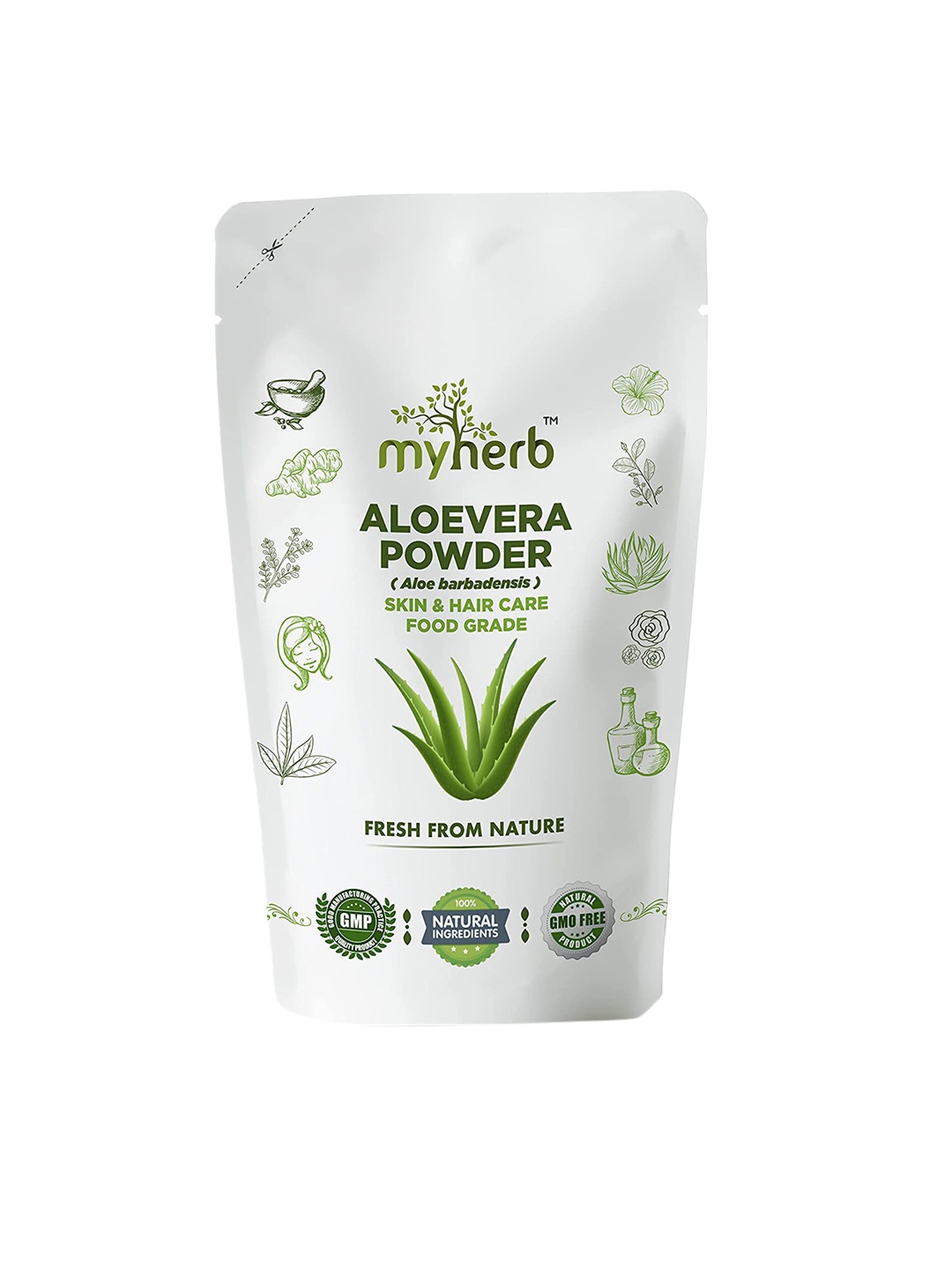 

MYHERB 100 % Natural Aloevera Powder-227 Gm, Green