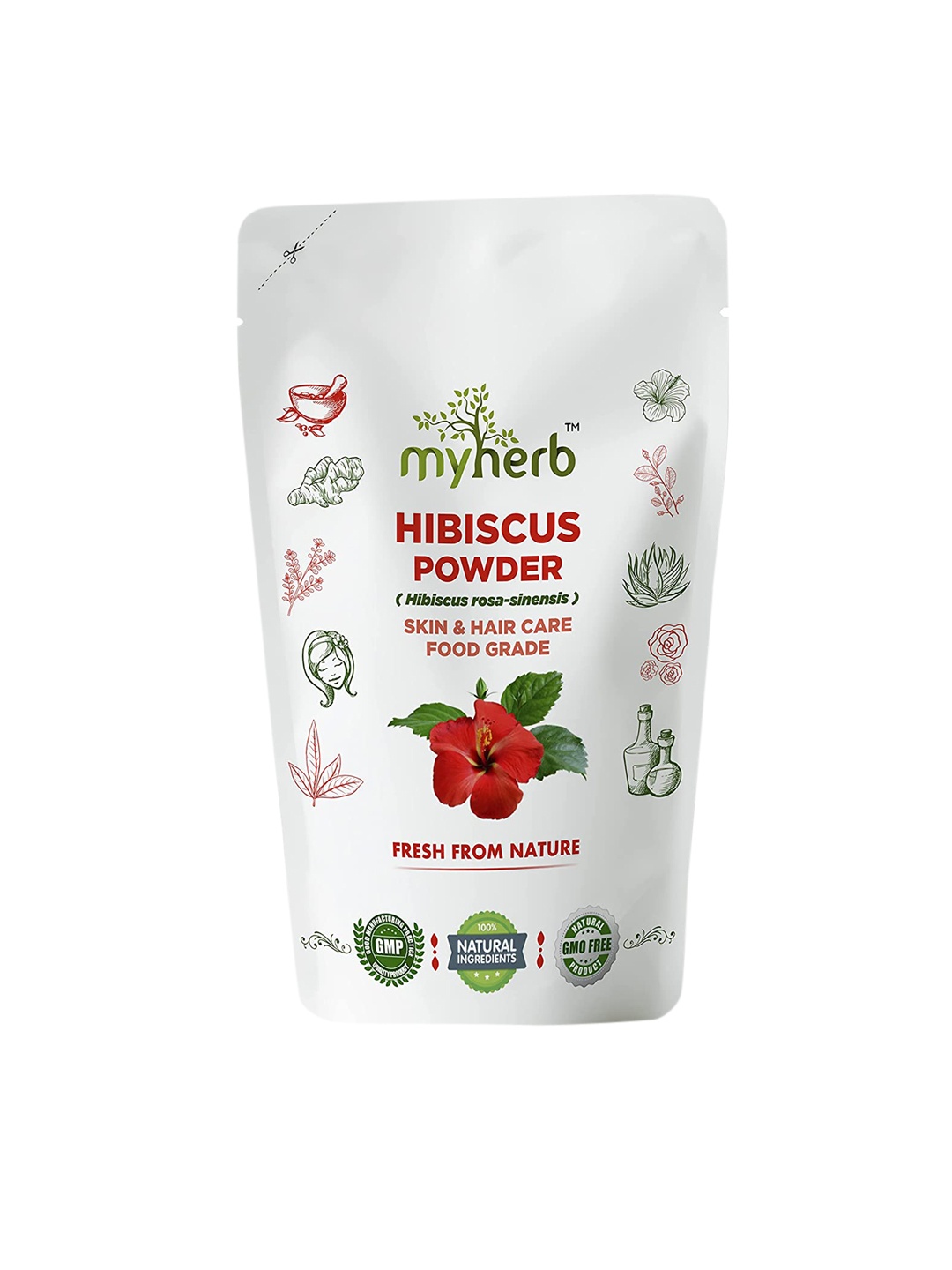 

MYHERB 100% Natural Hibiscus Powder For Hair Improvement & Hair Growth - 227g, Red