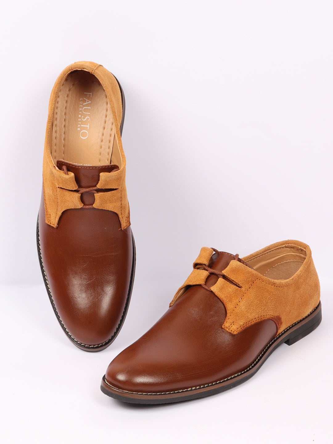 

FAUSTO Men Tan & Brown Solid Formal Oxfords