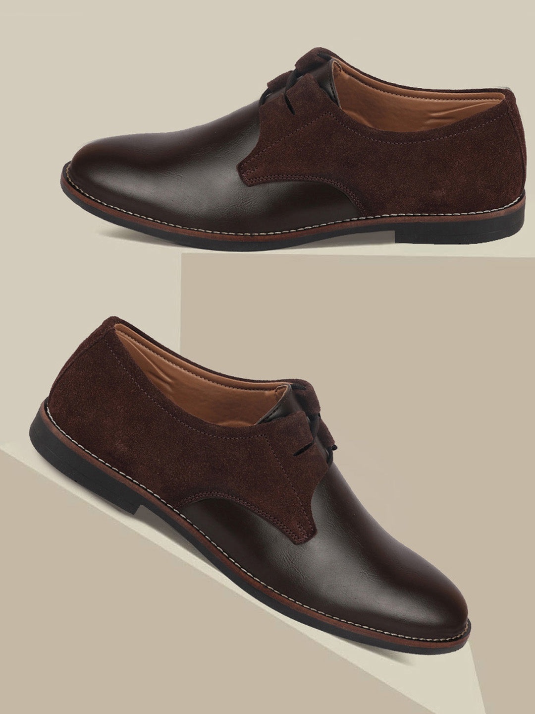 

FAUSTO Men Brown Solid Formal Oxfords