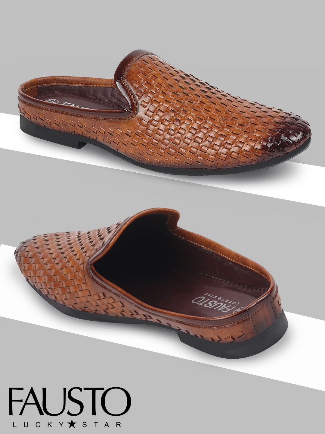 

FAUSTO Men Tan Textured PU Mojaris