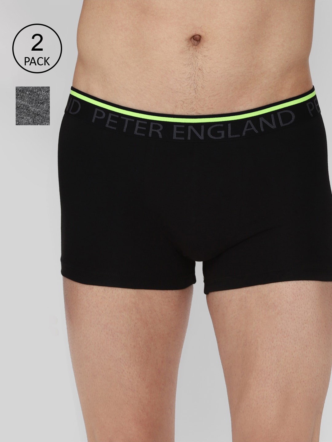 

Peter England Men Grey & Black Solid Cotton Trunk Pack Of 2