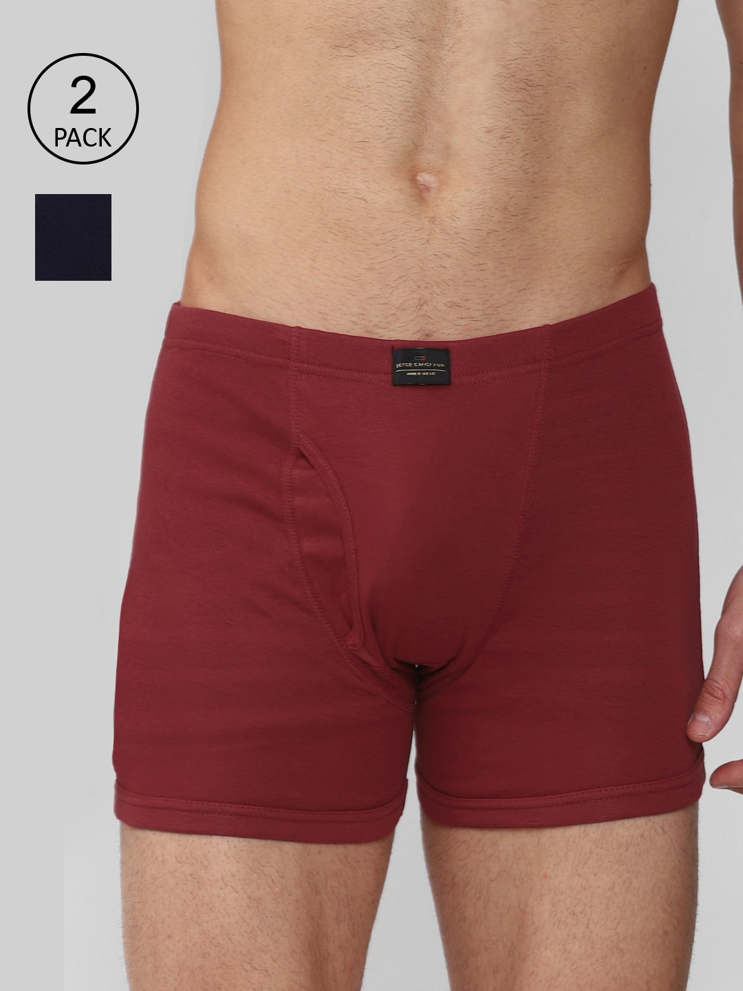 

Peter England Men Pack Of 2 Solid Pure Cotton Trunks PETRMRGBY78792, Multi