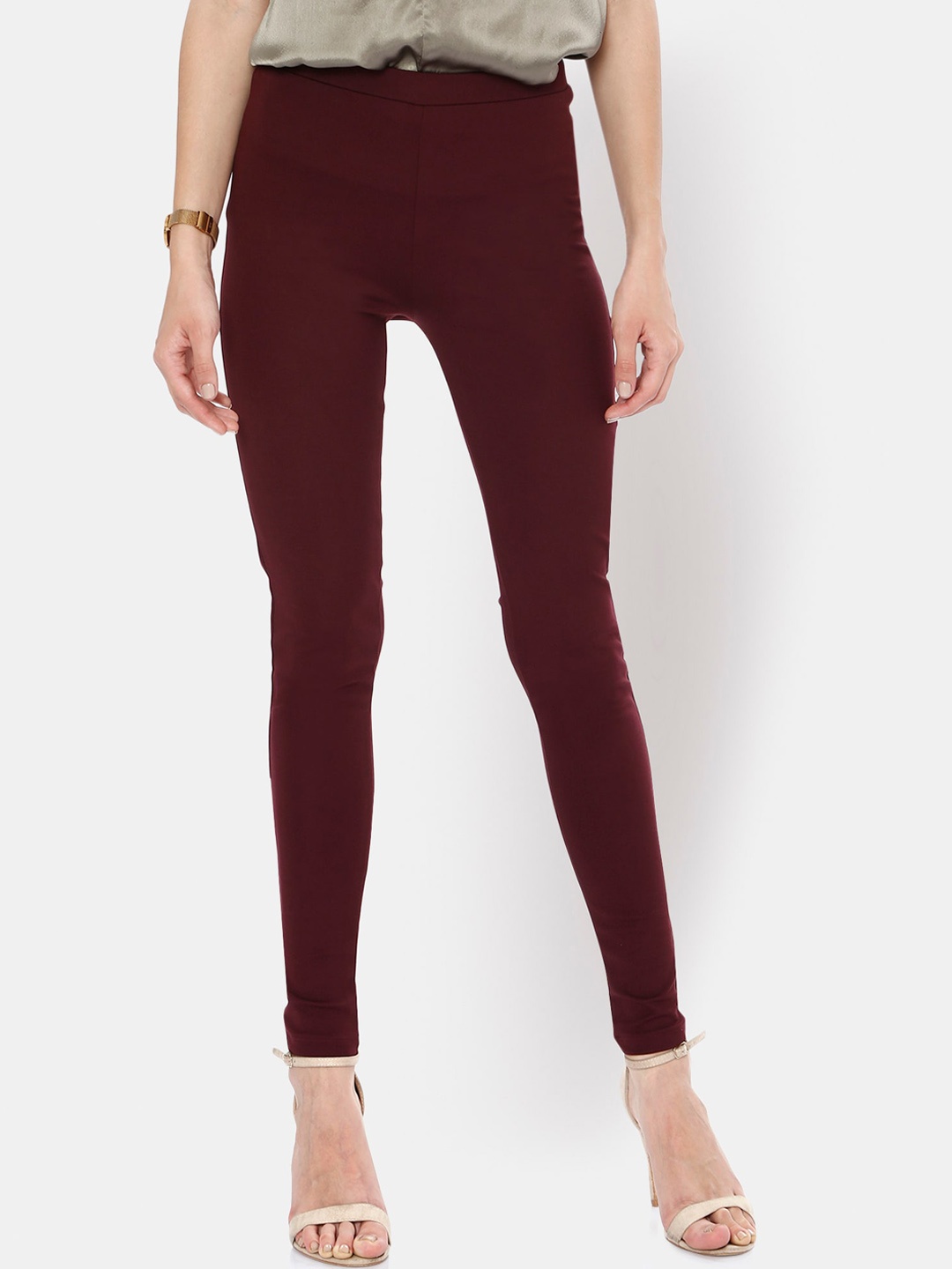 

I Love She Women Maroon Relaxed Skinny Fit High-Rise Trousers