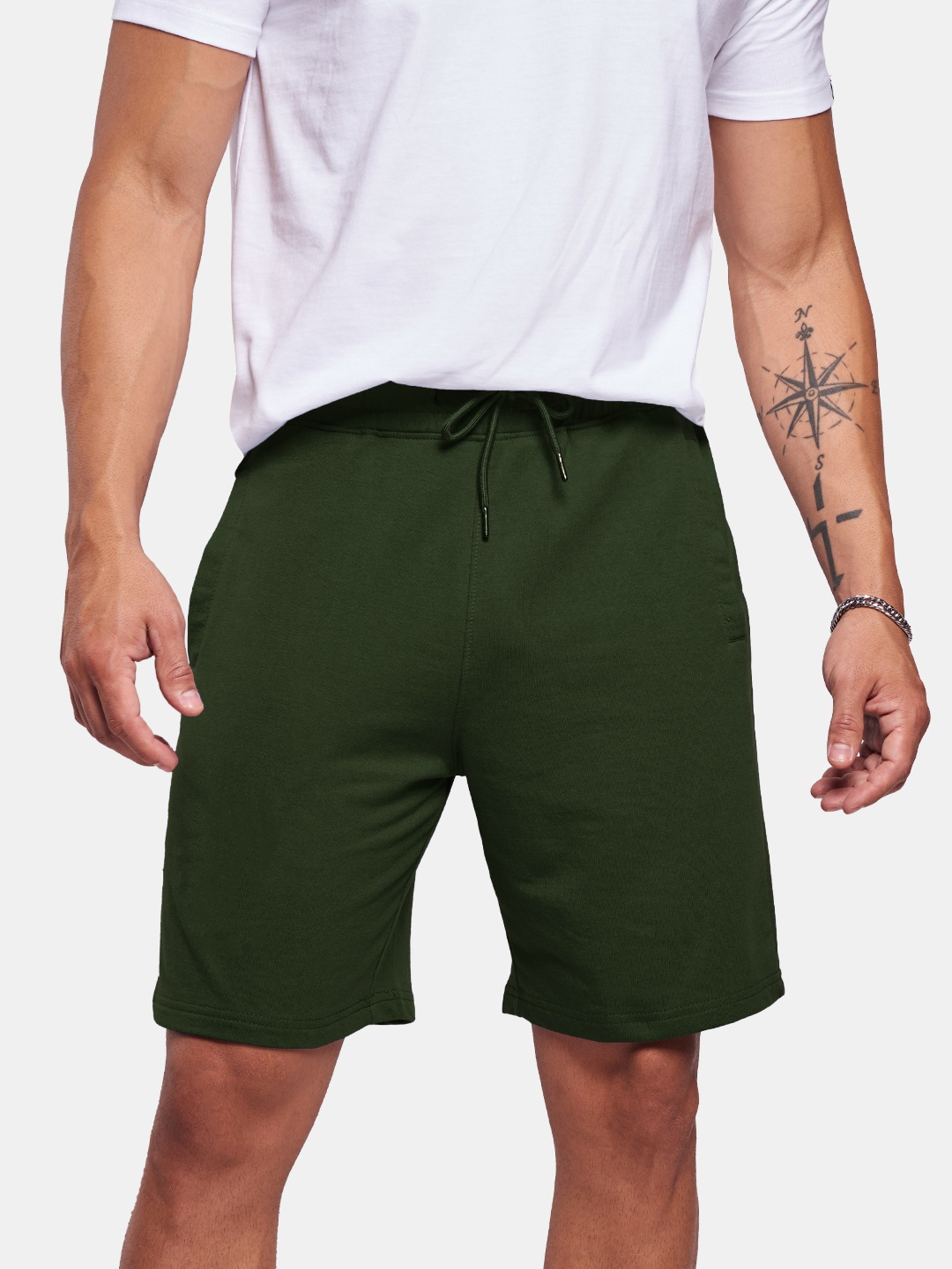 

The Souled Store Men Olive Green Shorts