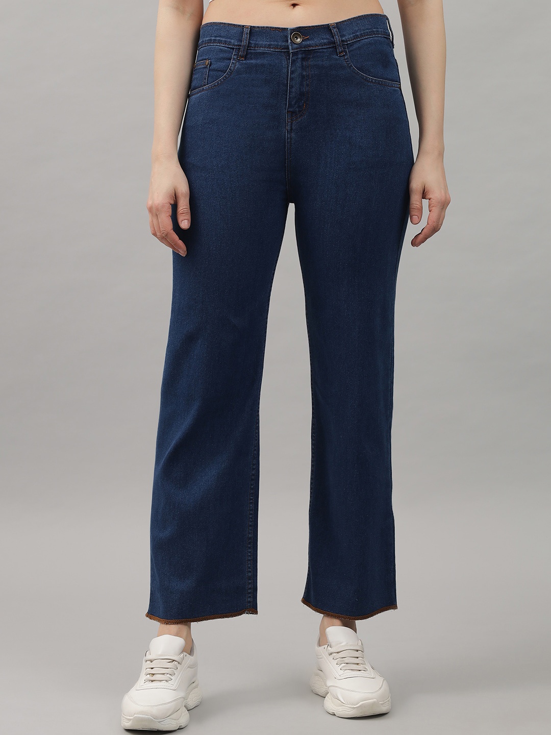 

Q-rious Women Navy Blue Flared High-Rise Stretchable Jeans