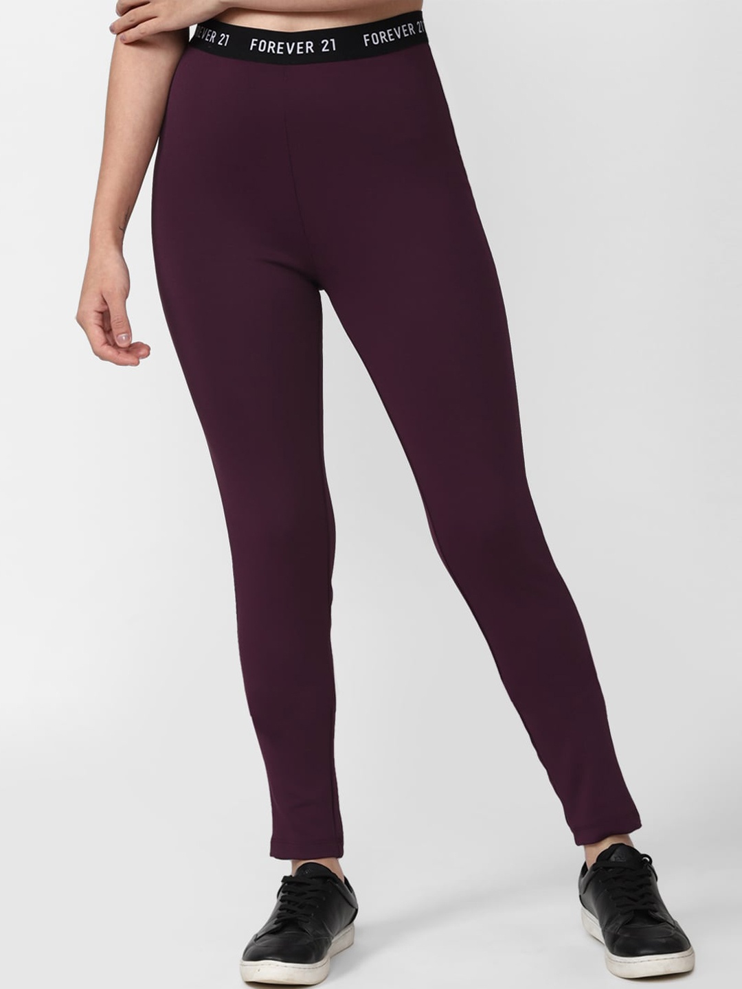 

FOREVER 21 Women Brown Solid Ankle-Length Leggings