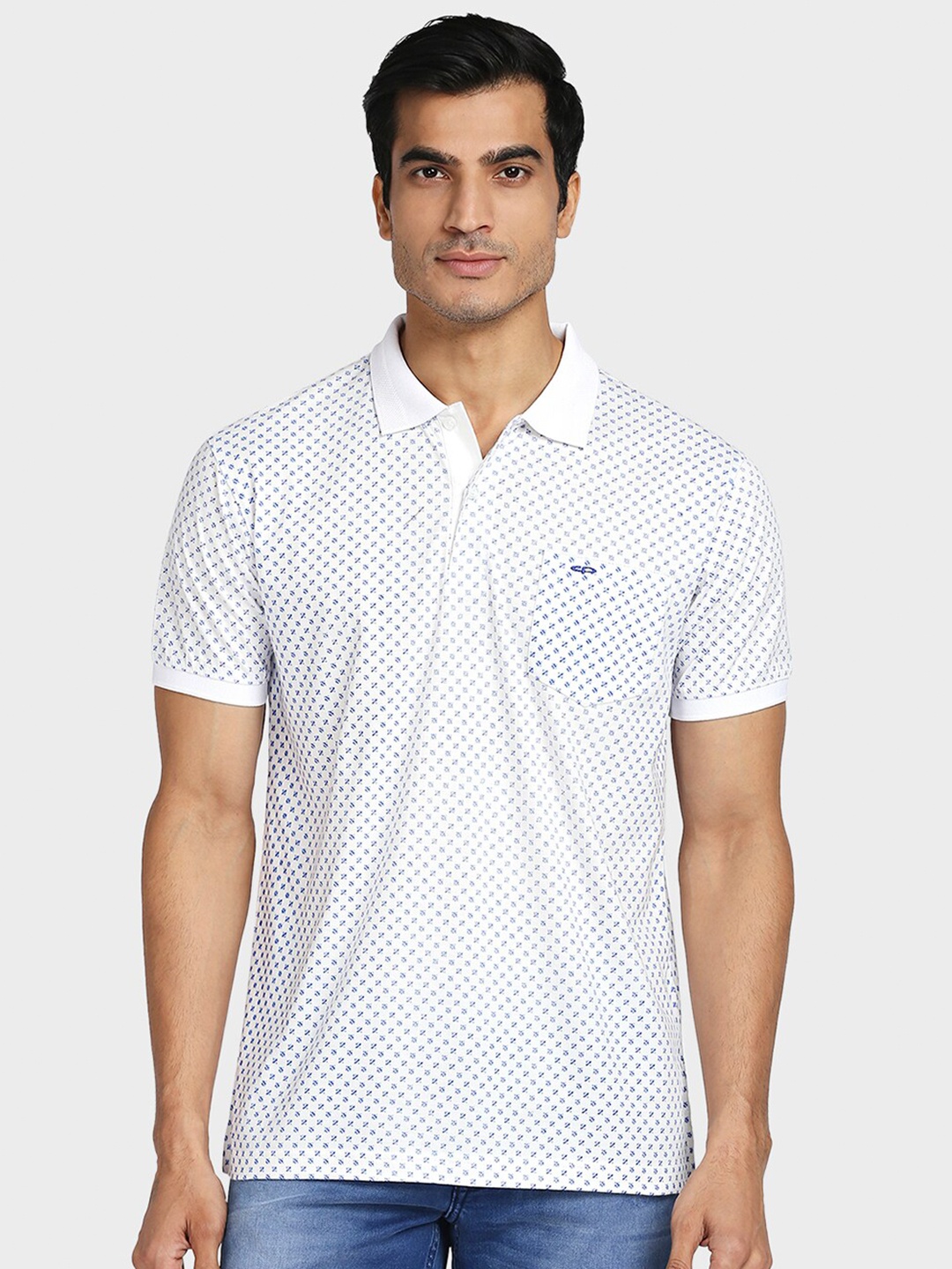 

ColorPlus Men White Printed Polo Collar T-shirt