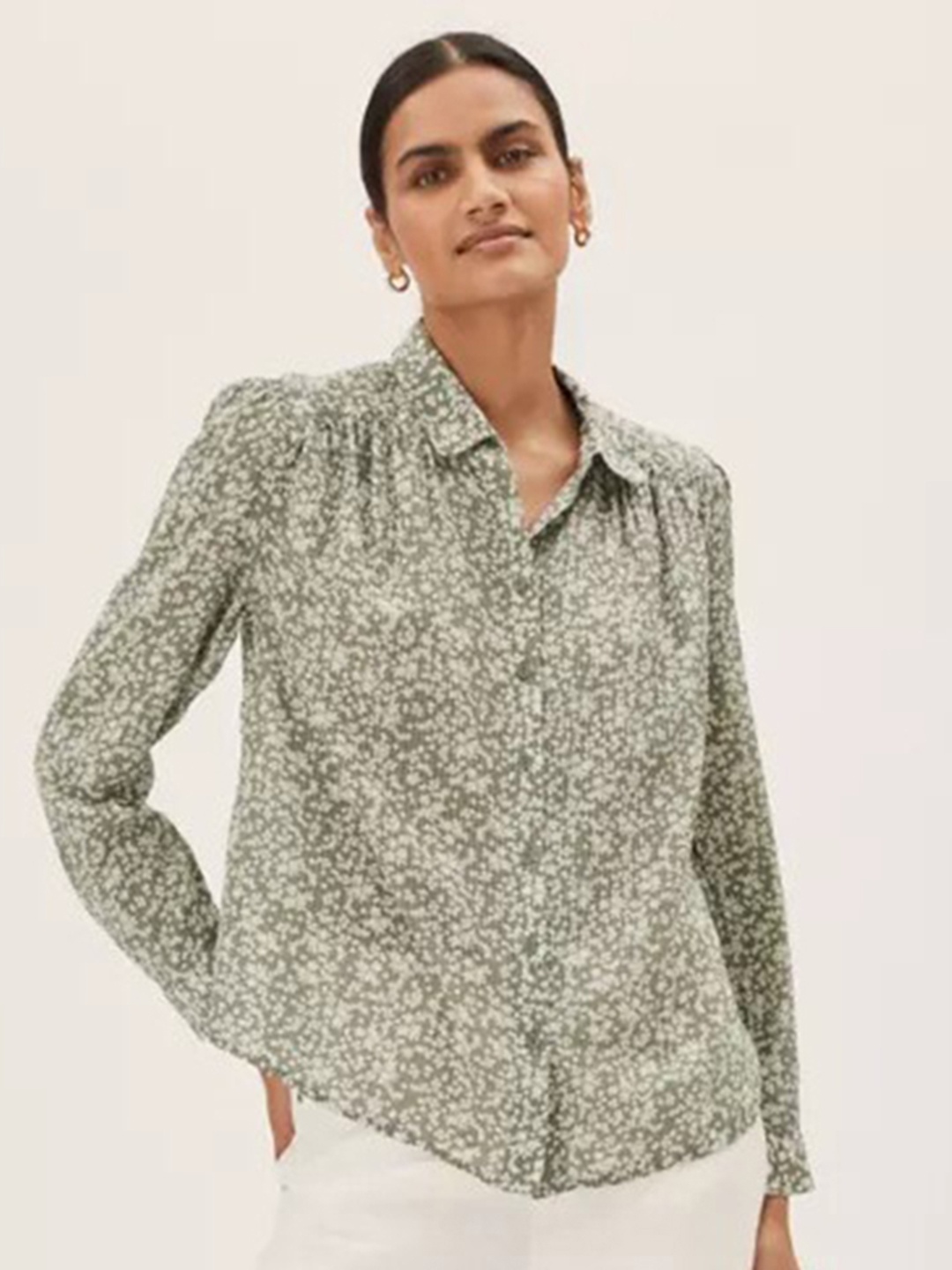 

Marks & Spencer Women Green Floral Printed Casual Shirt