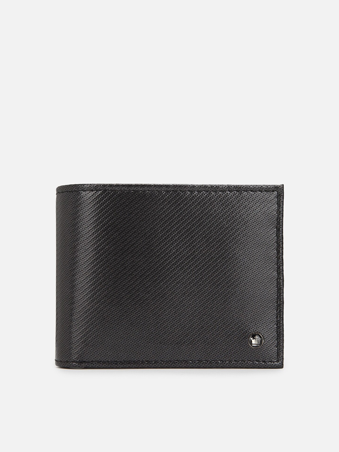 

Louis Philippe Men Black Textured Leather Two Fold Wallet