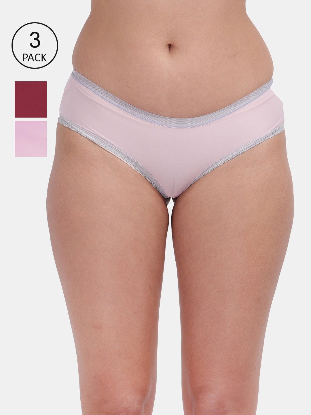 

Amour Secret Women Pack Of 3 Solid Hipster Briefs, Maroon