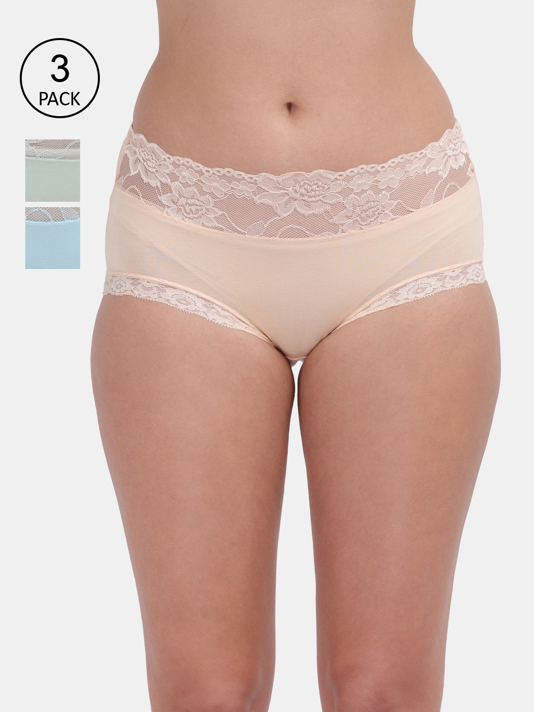 

Amour Secret Women Anti-Bacterial Seamless Hipster Briefs Pack Of 3, Beige