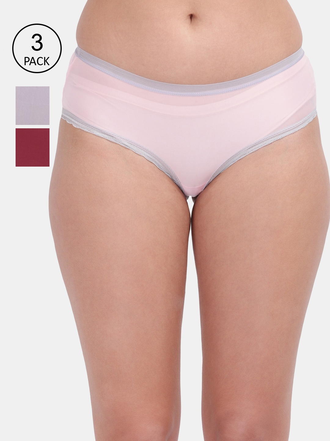 

Amour Secret Women Pack Of 3 Solid Hipster Briefs, Pink