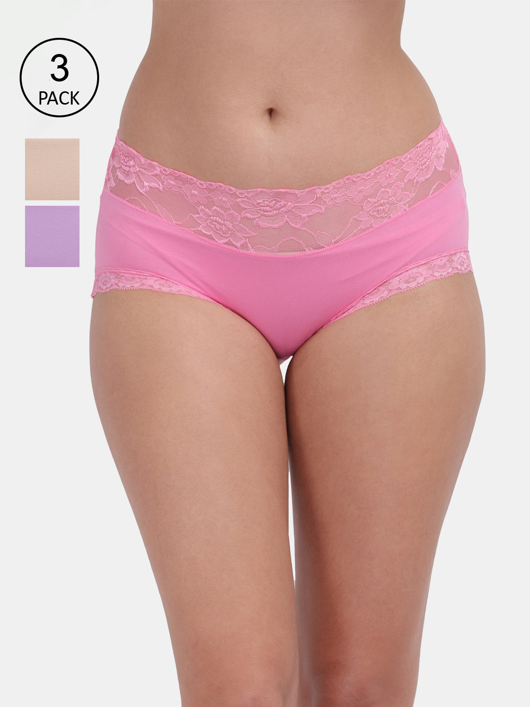 

Amour Secret Women Pack Of 3 Solid Hipster Briefs, Multi