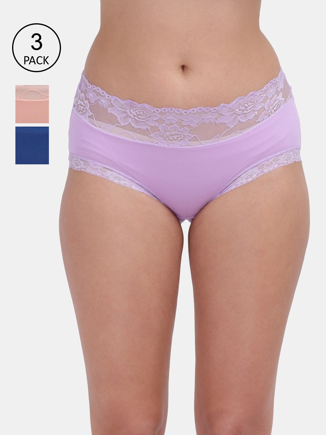 

Amour Secret Women Pack of 3 Solid Hipster Briefs, Purple