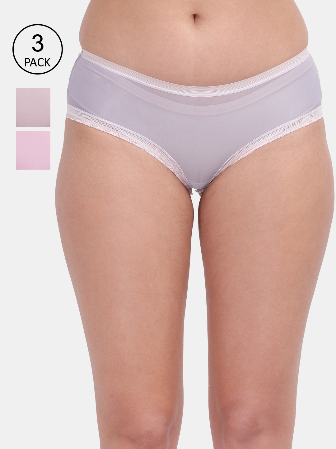 

Amour Secret Women Pack Of 3 Solid Hipster Briefs, Grey
