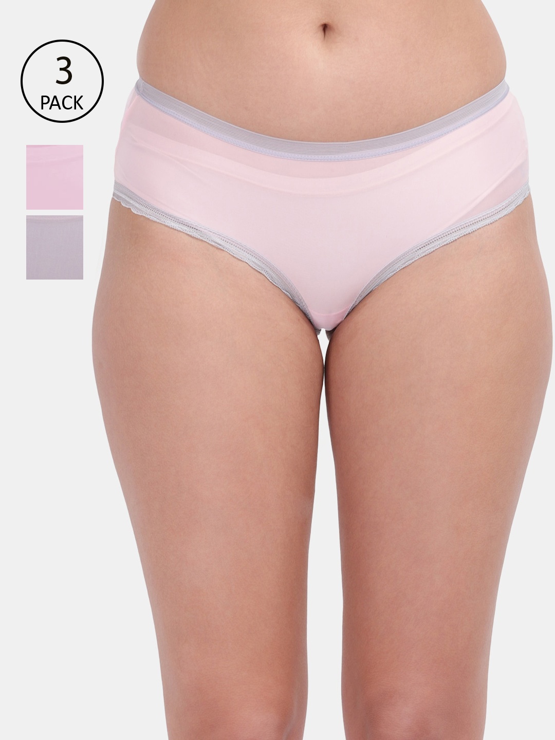 

Amour Secret Women Pack Of 3 Solid Hipster Seamless Briefs, Pink