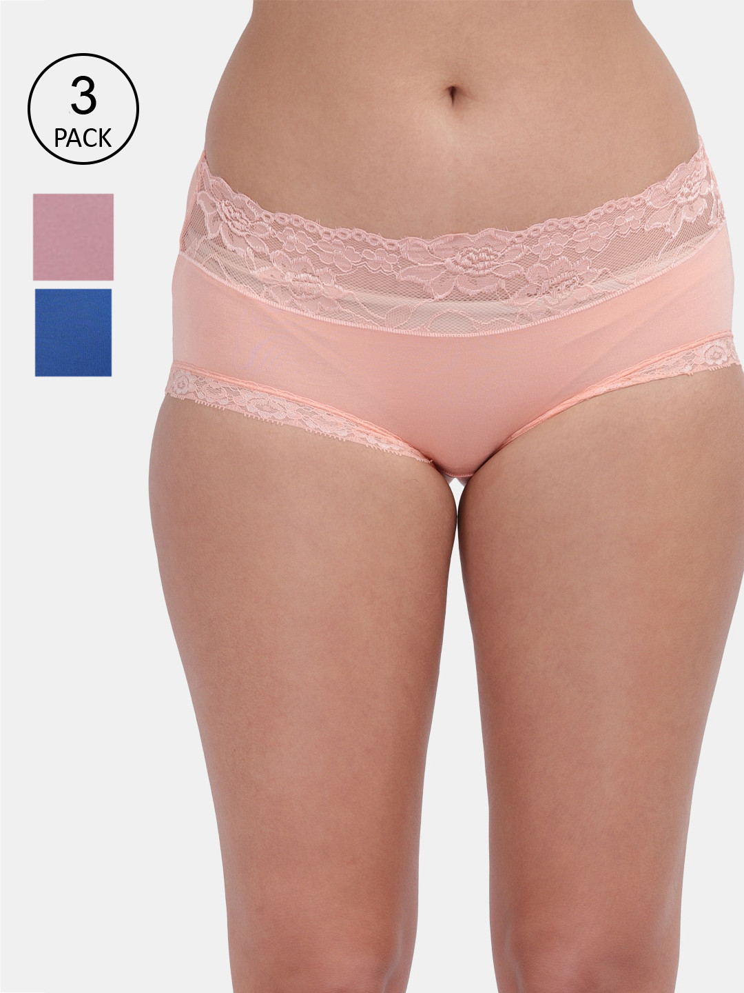 

Amour Secret Women Pack Of 3 Solid Hipster Briefs, Peach