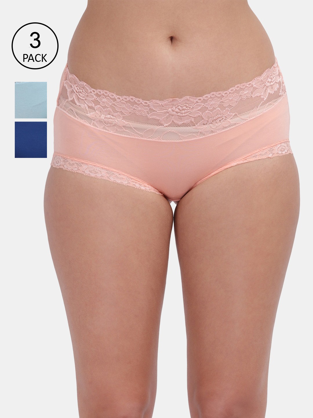 

Amour Secret Women Pack Of 3 Solid Hipster Briefs, Peach