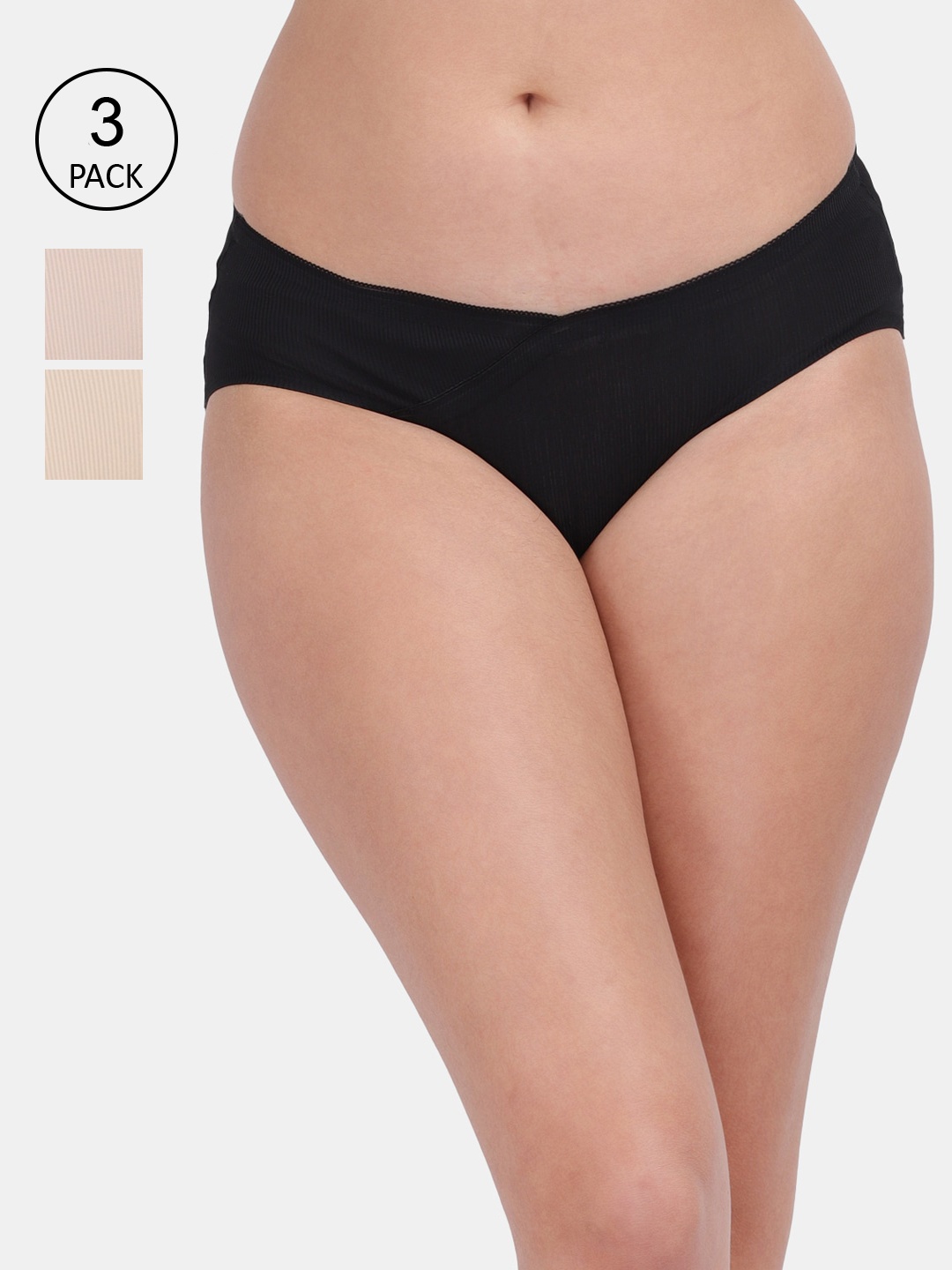 

Amour Secret Women Pack Of 3 Solid Hipster Briefs, Black