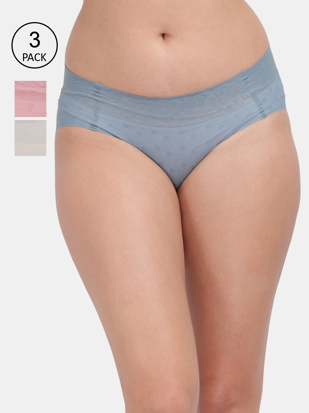 

Amour Secret Women Pack Of 3 Solid Hipster Briefs, Grey