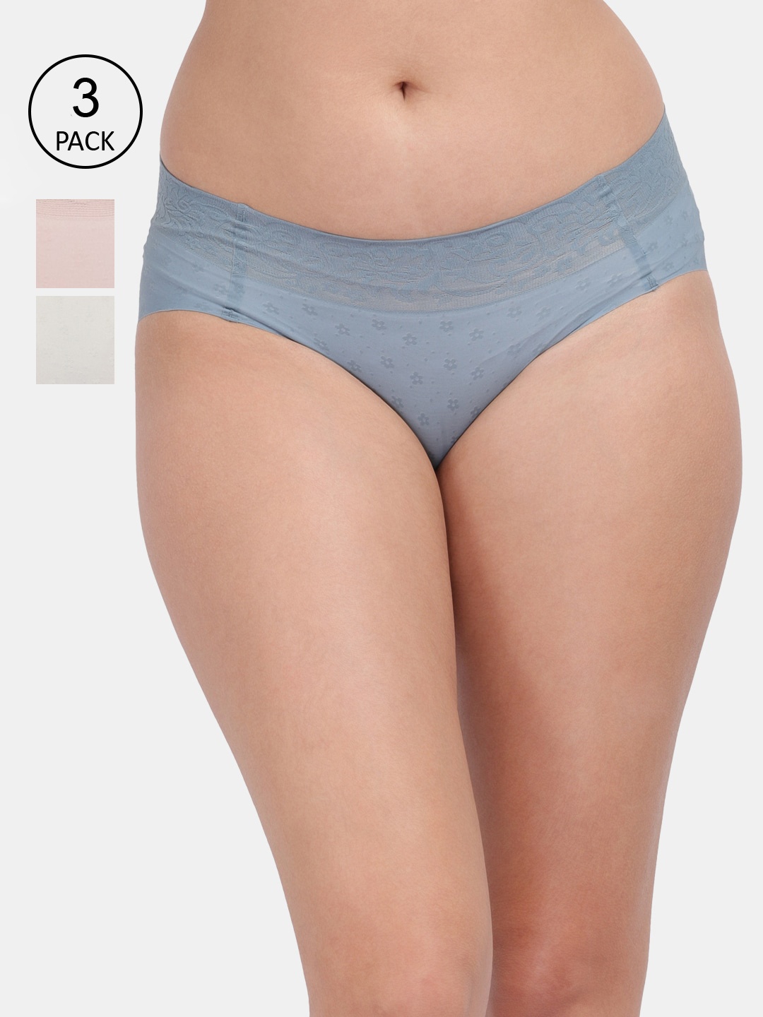 

Amour Secret Women Pack Of 3 Solid Hipster Briefs, Grey