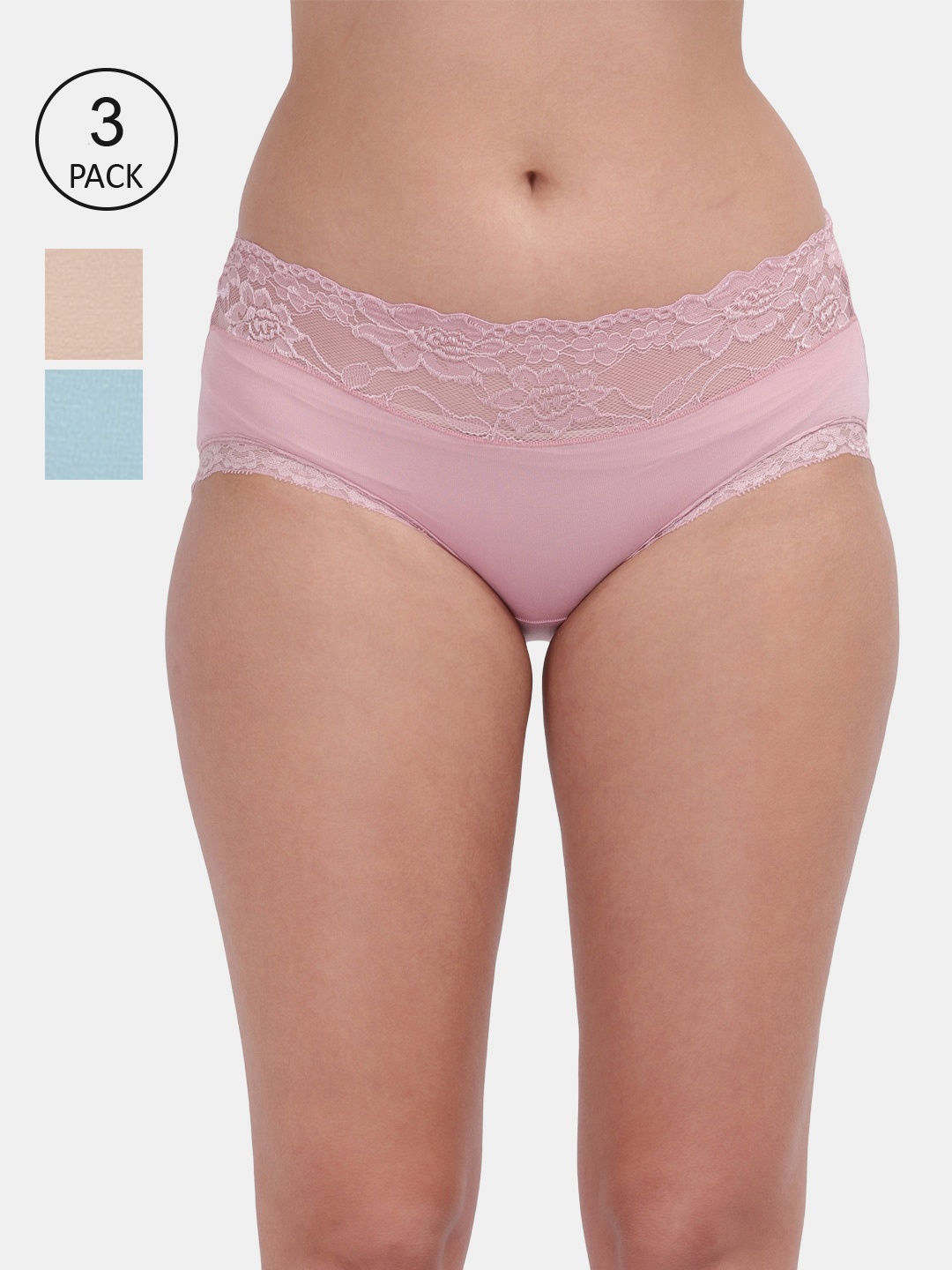 

Amour Secret Women Pack of 3 Solid Pure Cotton Hipster Briefs, Cream