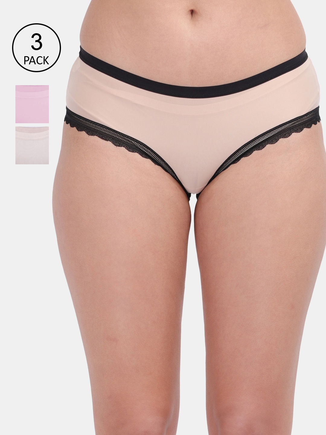 

Amour Secret Women Pack Of 3 Solid Hipster Briefs, Pink
