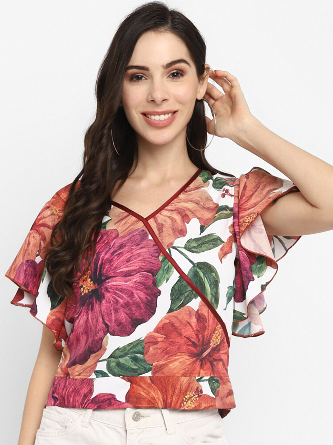 

Taurus White Floral Print Top