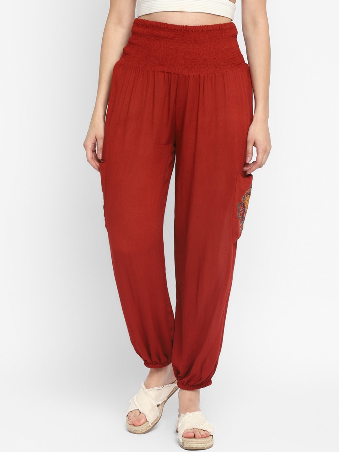 

Taurus Women Rust Red Solid Harem Pants