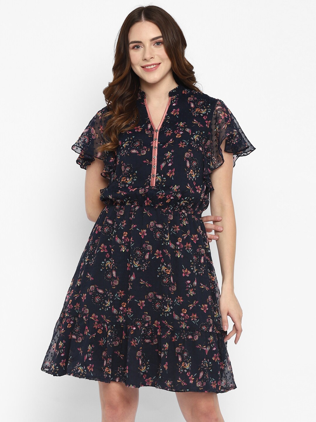 

Taurus Blue Floral Chiffon Dress