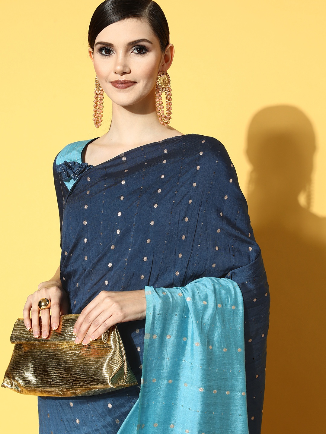 

Mitera Blue Tie & Dye Sequinned Saree