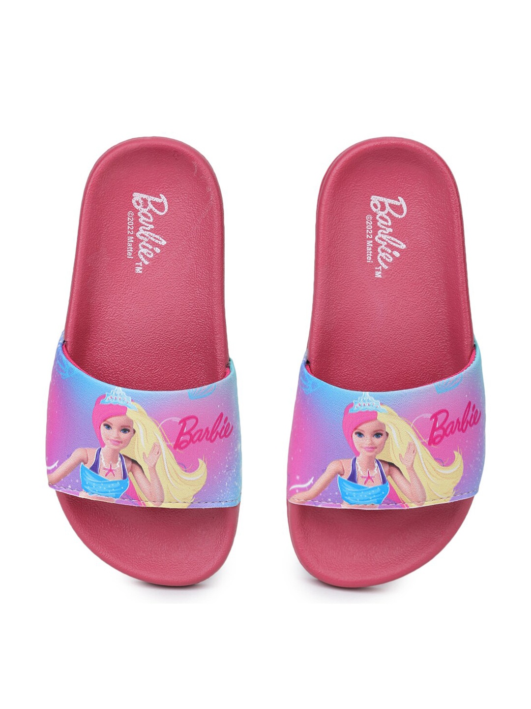 

toothless Girls Pink & Blue Barbie Printed Sliders