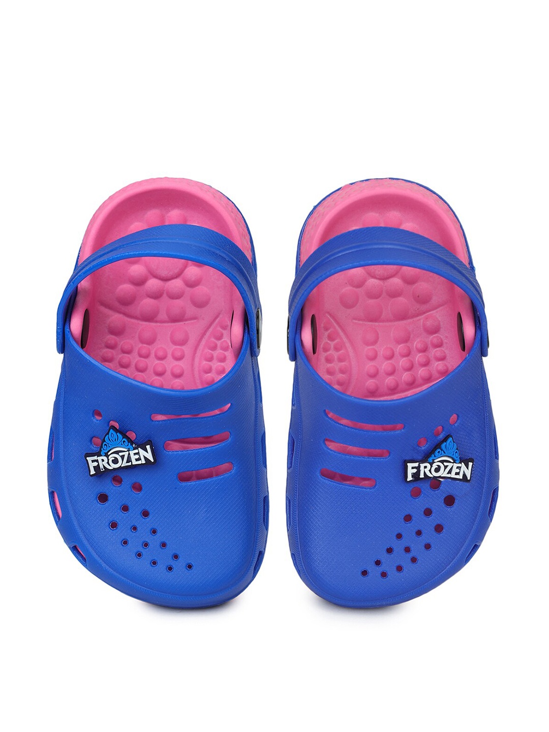 

toothless Girls Blue & Pink Disney Frozen Printed Rubber Clogs