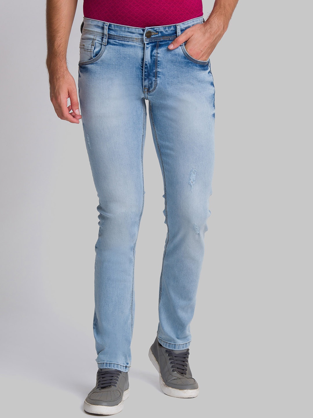 

Parx Men Blue Tapered Fit Low Distress Heavy Fade Jeans