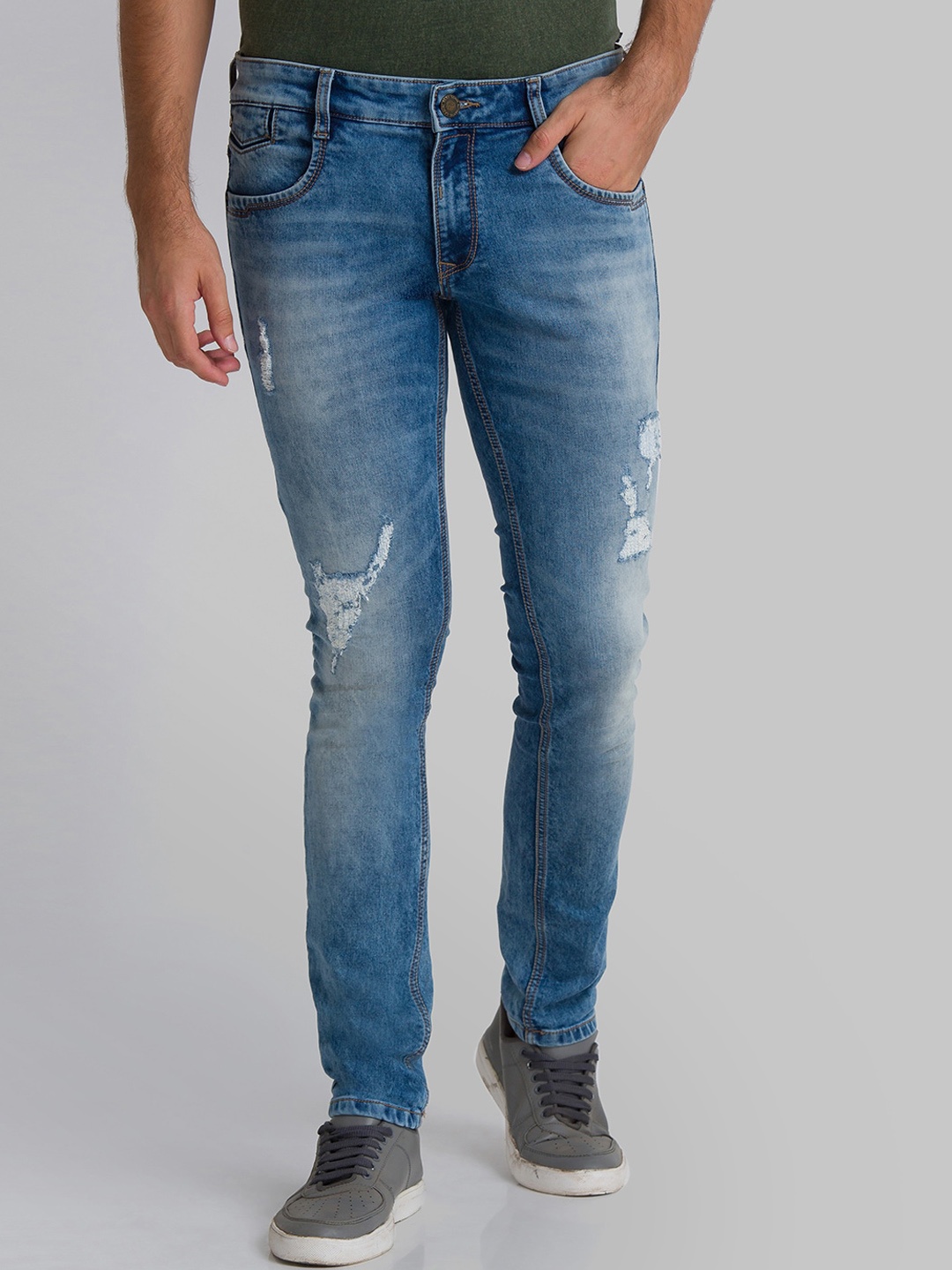 

Parx Men Blue Skinny Fit Mildly Distressed Heavy Fade Jeans