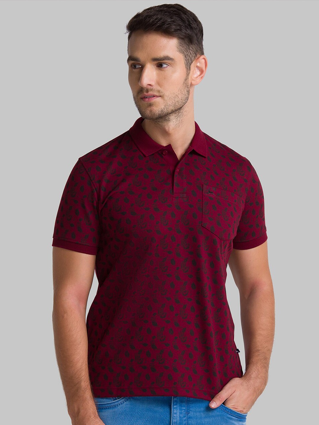 

Parx Men Maroon Henley Neck Cotton T-shirt