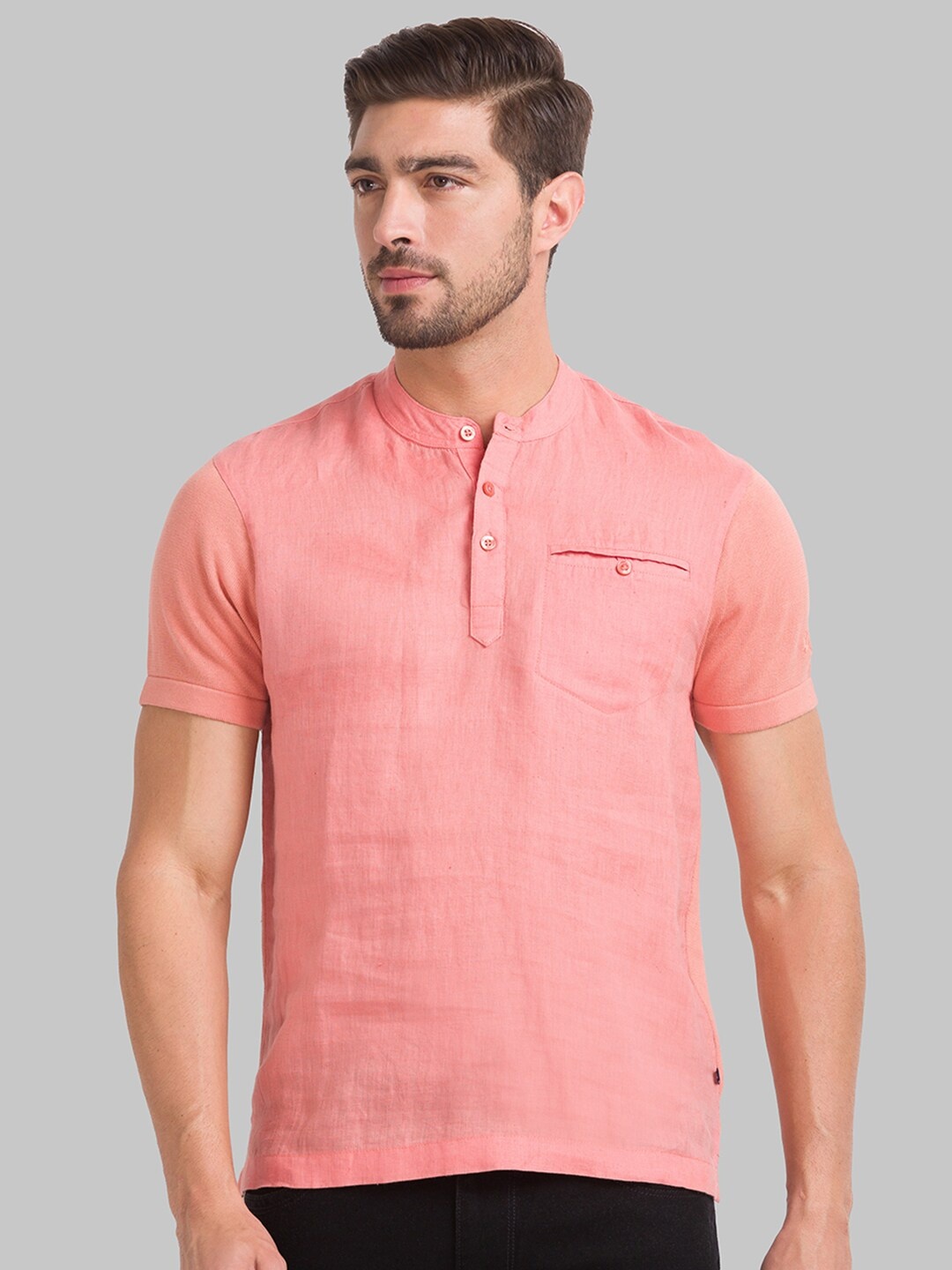 

Parx Men Orange Cotton Henley Neck T-shirt