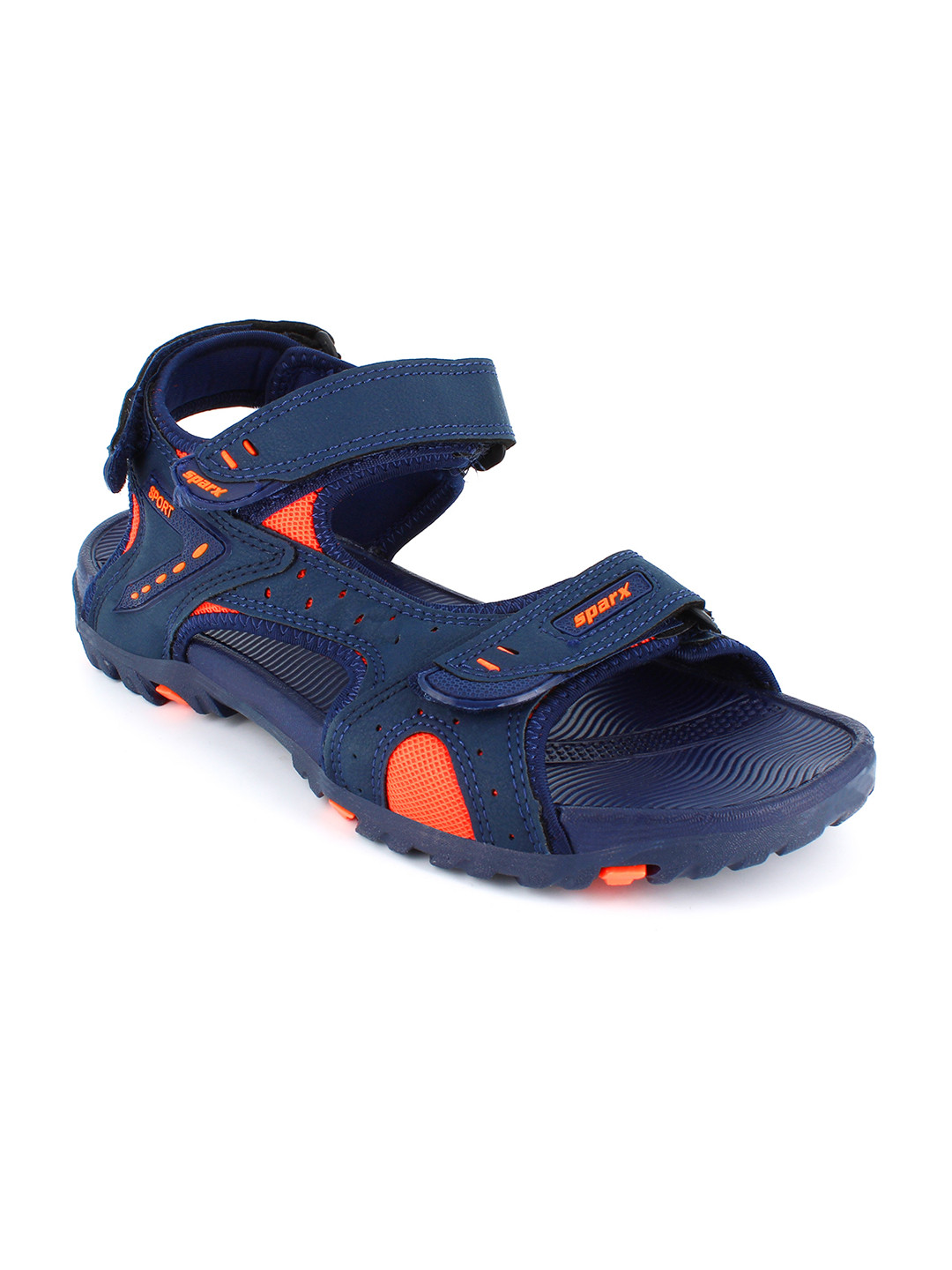 

Sparx Men Navy Blue & Orange Solid Sports Sandals