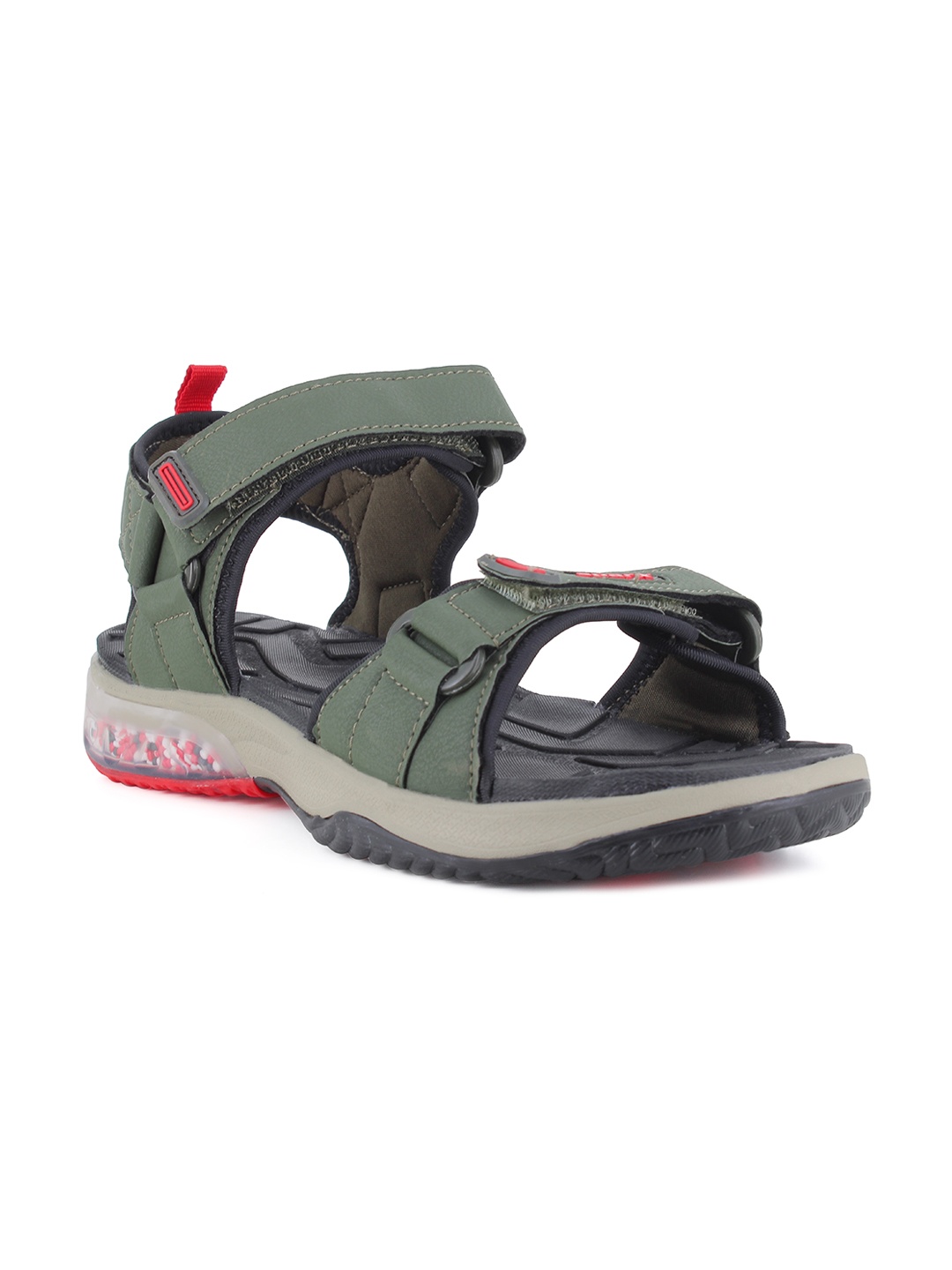 

Sparx Men Olive Green & Red Solid Sports Sandals