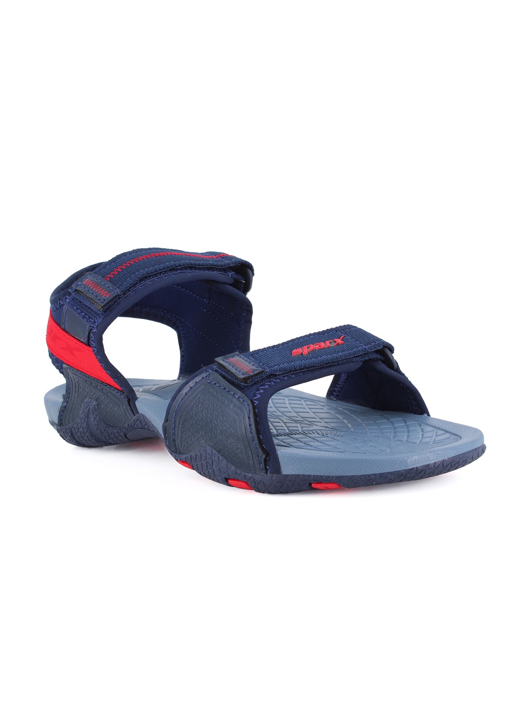 

Sparx Men Navy Blue & Red Solid Floater Sandals