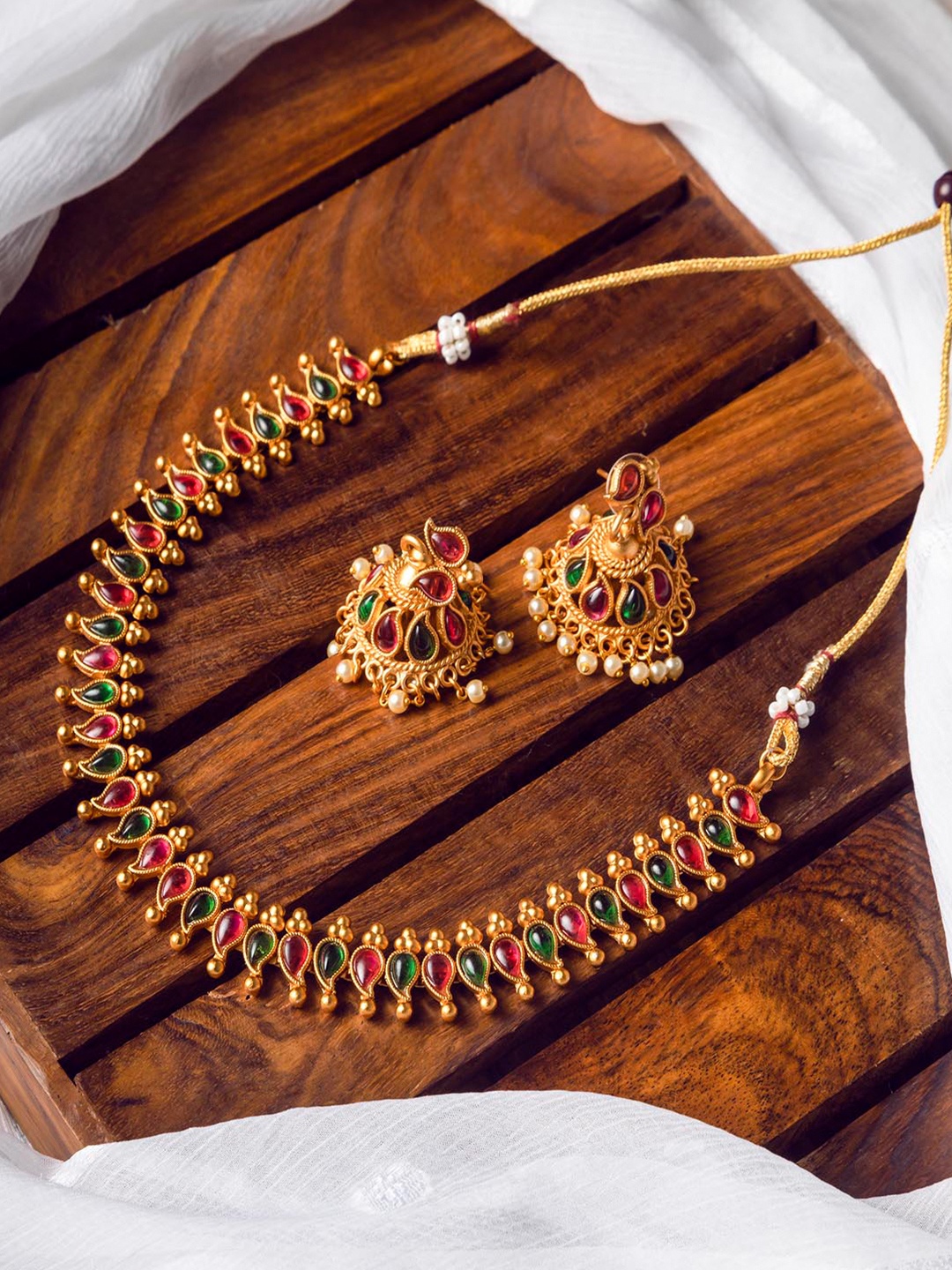 

StileAdda Multicolored Gold Plated Rajwadi Jewellery Set, Multi
