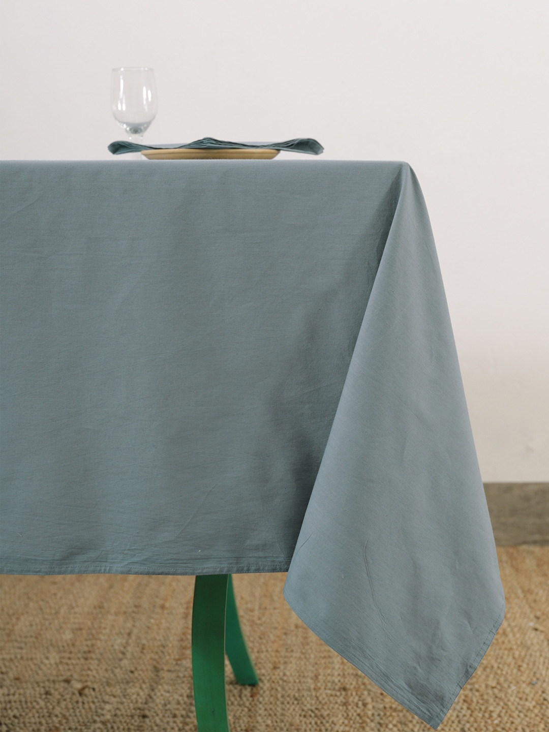 

HANDICRAFT PALACE Grey Solid Cotton Table Covers With 6 Piece Of Napkins