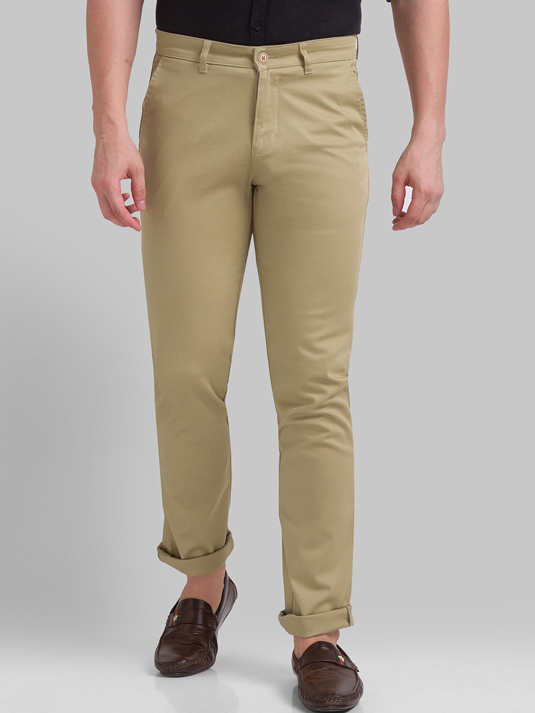

Parx Men Khaki Mid-Raise Casual Slim Fit Trousers