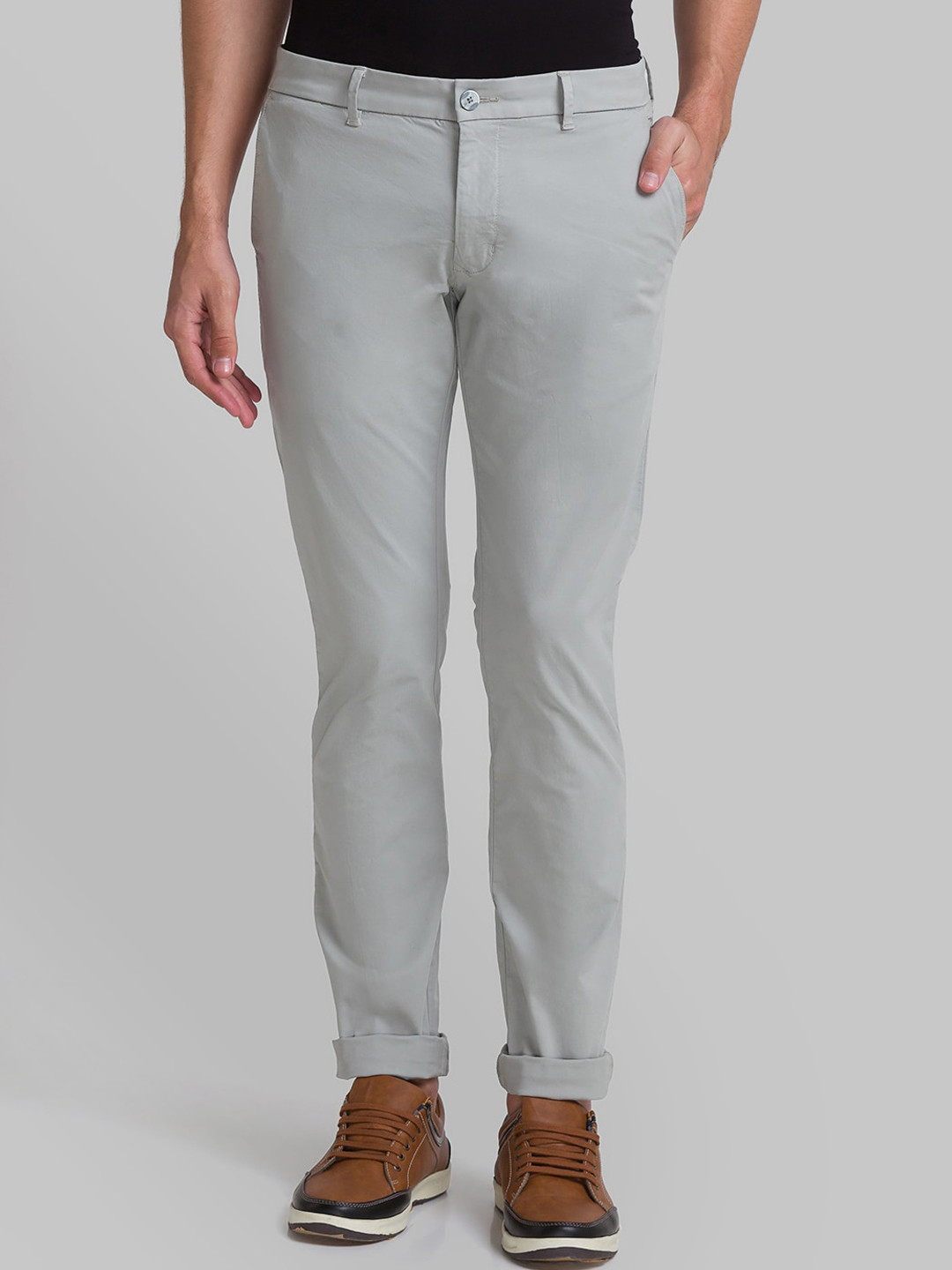 

Parx Men Grey Tapered Fit Trousers