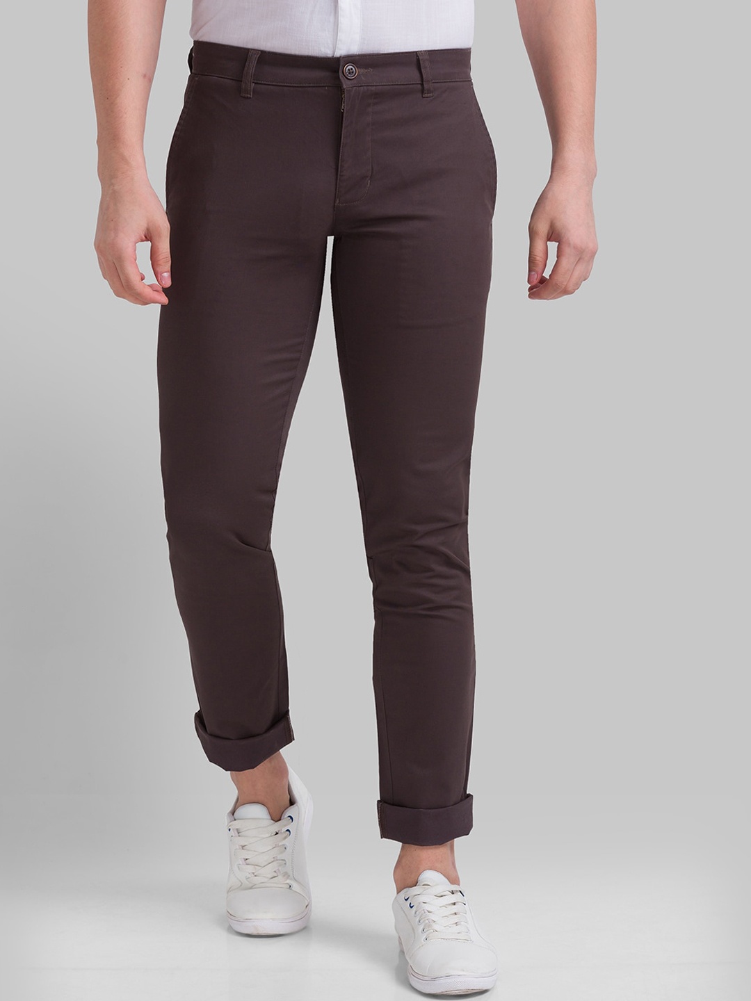 

Parx Men Grey Cotton Tapered Fit Trousers