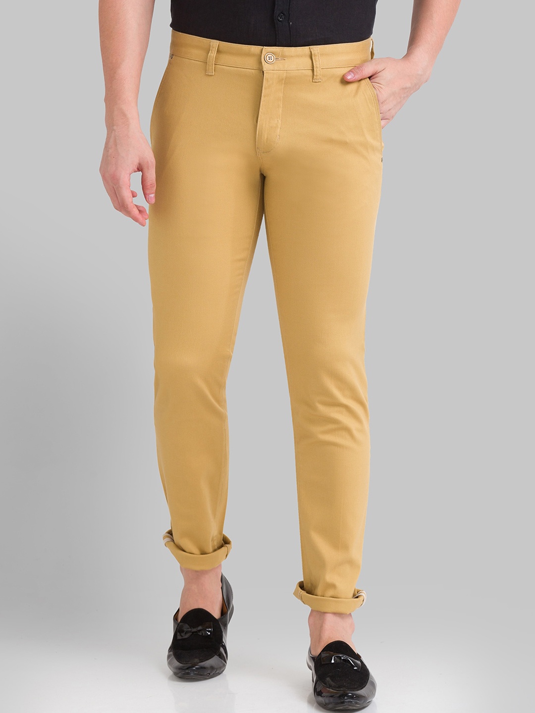 

Parx Men Medium Khaki Tapered Fit Trousers