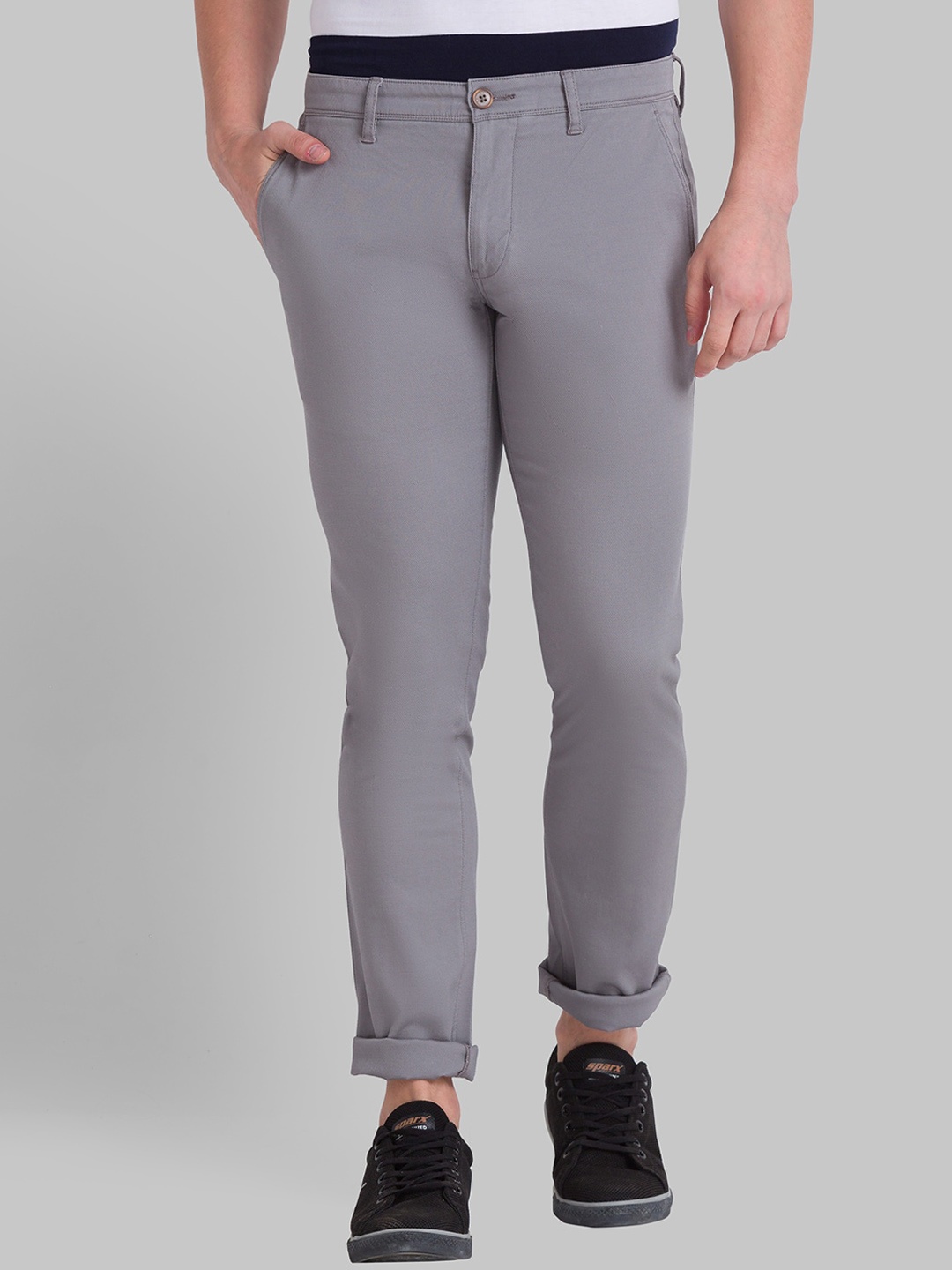 

Parx Men Grey Tapered Fit Trousers