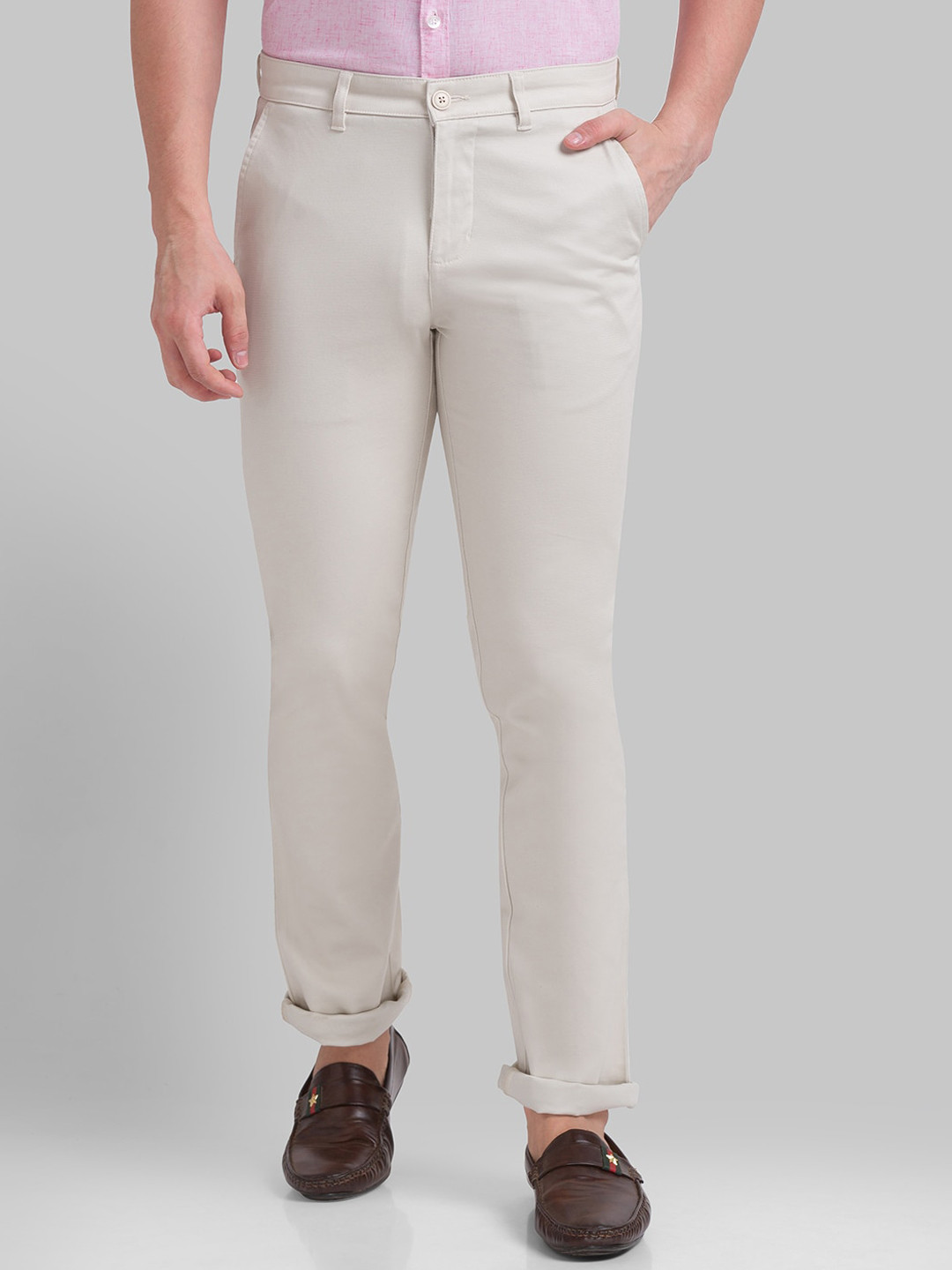 

Parx Men Beige Slim Fit Trousers
